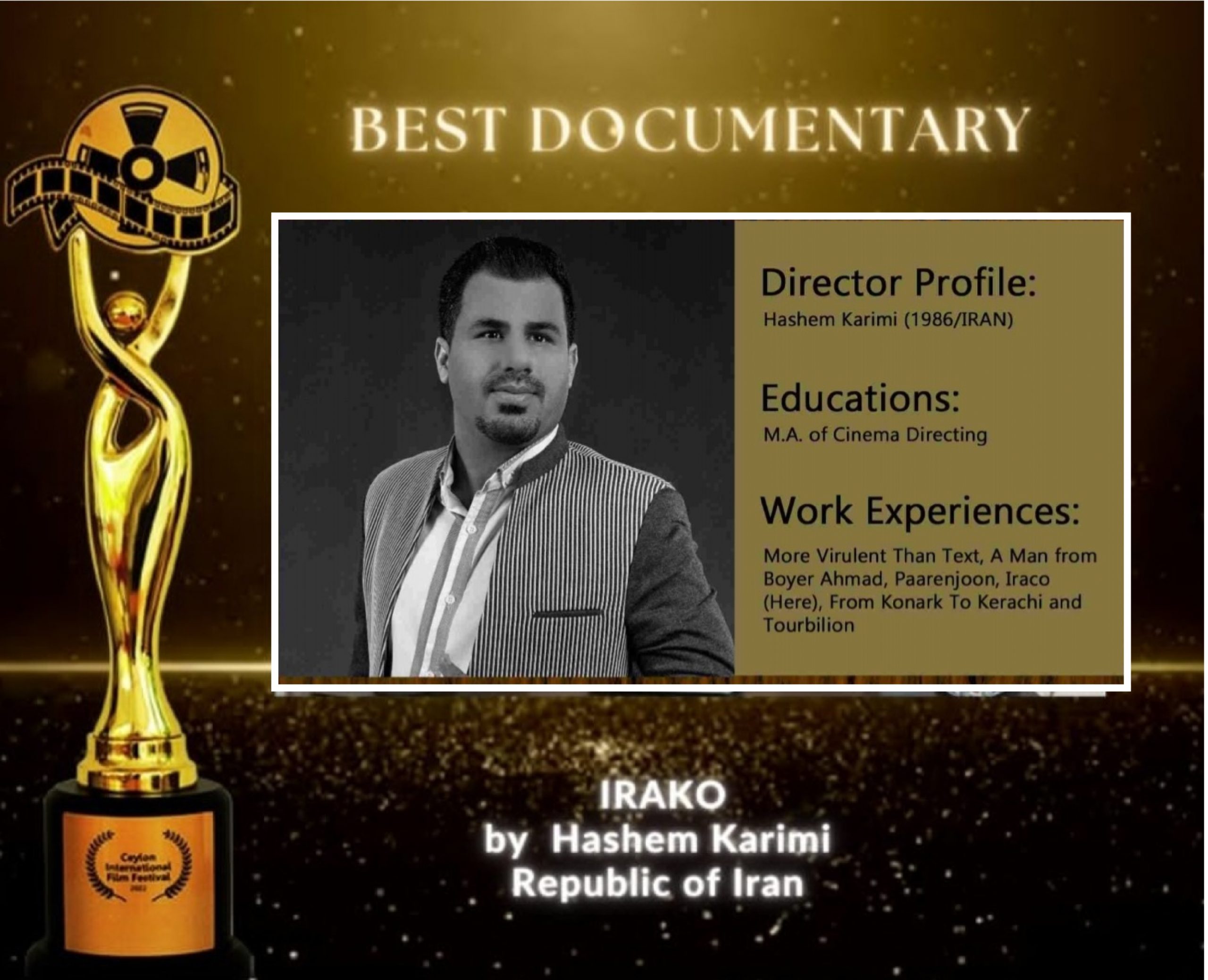 ایراکو ” تندیس طلای بهترین فیلم، جشنواره جهانی فیلم کالیفرنیا را کسب کرد